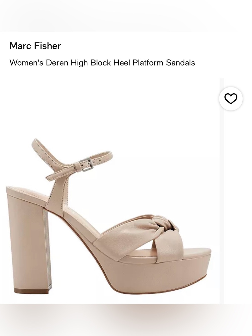 Marc Fisher Deren Nude Knot Front Platform Sandals. NEW NEVER WORN. 7.5